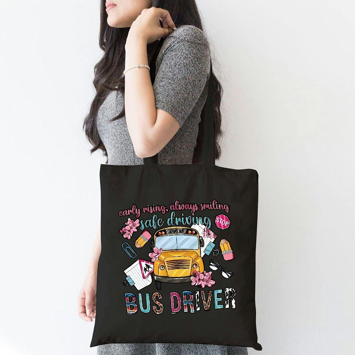 

Canvas Tote Bag For Bus Drivers, , Large Capacity Shoulder Bag, Foldable, Lightweight, With Fixed Strap, Open Closure, Printed Design, For , & Stylish Handbag