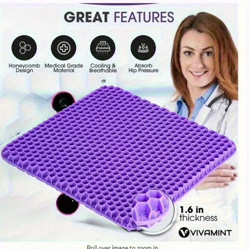 3 1pc gel cushion with non slip cover honeycomb design durable zipper closure for office home car chair use non slip cover absorbs pressure points cooling and comfortable details 8