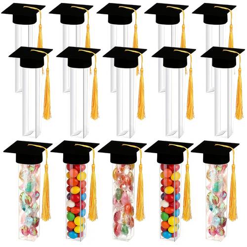 30pcs graduation candy jar party set 15 mini graduation caps and 15 candy containers suitable for graduation party 2026 graduation celebration