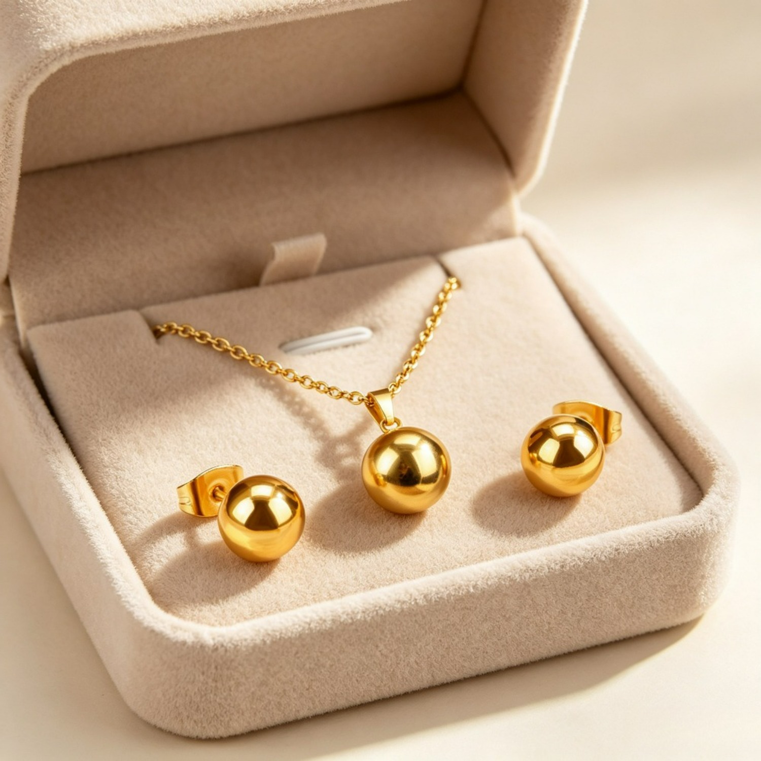 3pc Exquisite Smooth Spherical Stainless Steel 18k Gold-plated Set