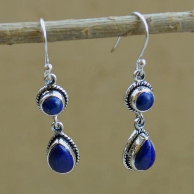 TEMU Set Of 2 Silver Coated Teardrop Earrings, Bohemian Vintage Handmade Jewelry For Festivals, Holidays, And Dates, Present For Her