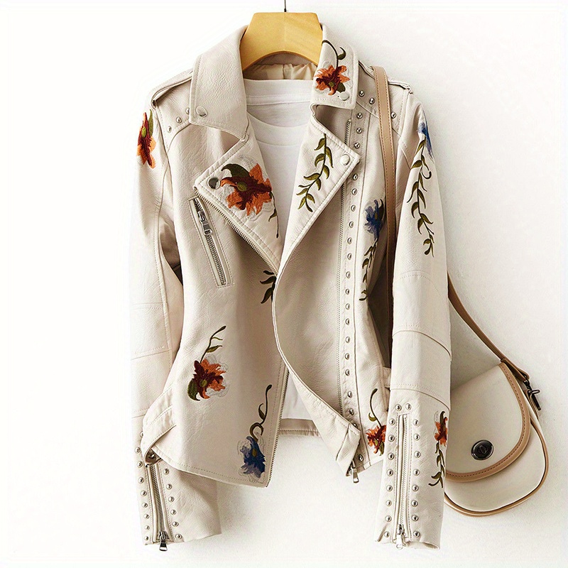 Ladies' Motorcycle Jacket with Floral