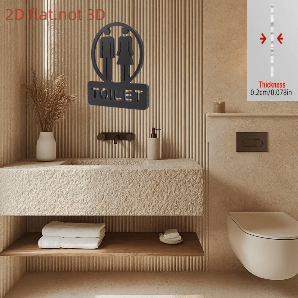 E-shop 2D Flat.Not3D Badezimmer Türschild ist aus strapazierfähigem Material gefertigt und einfach auf der Oberfläche zu installieren. Es ist geeignet