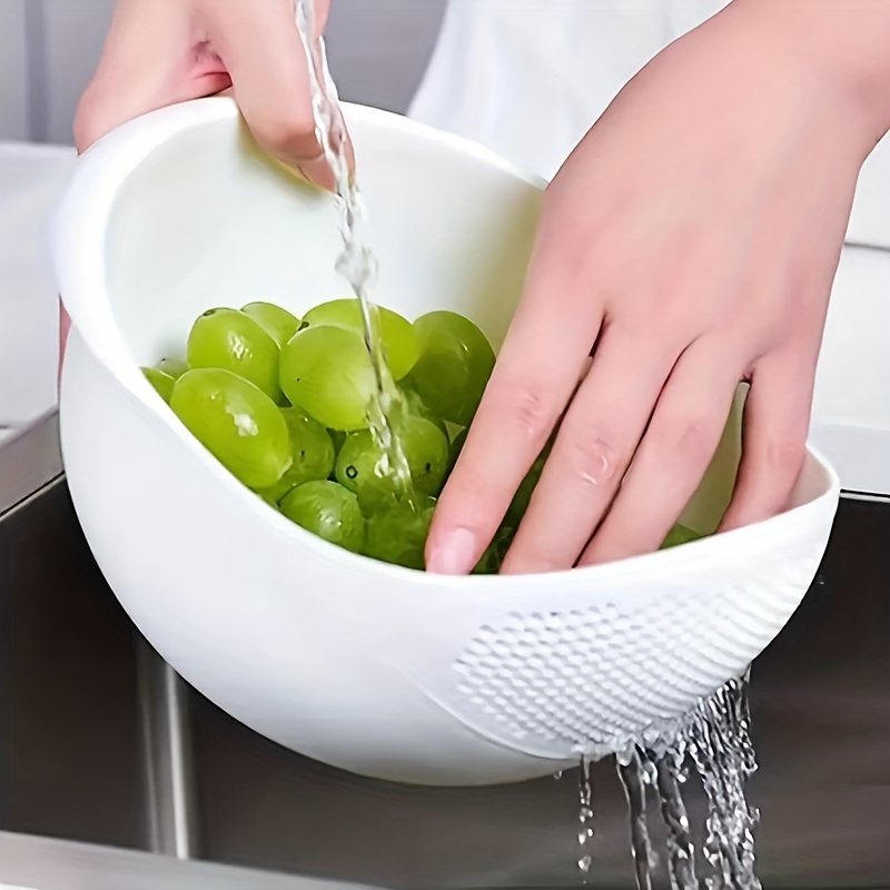 1pc   plastic rice washing bowl with built in strainer ideal for  ly rinsing small   kitchen prep   material   draining water from cooked pasta vegetables versatile strainer   draining practical kitchen gadget details 3