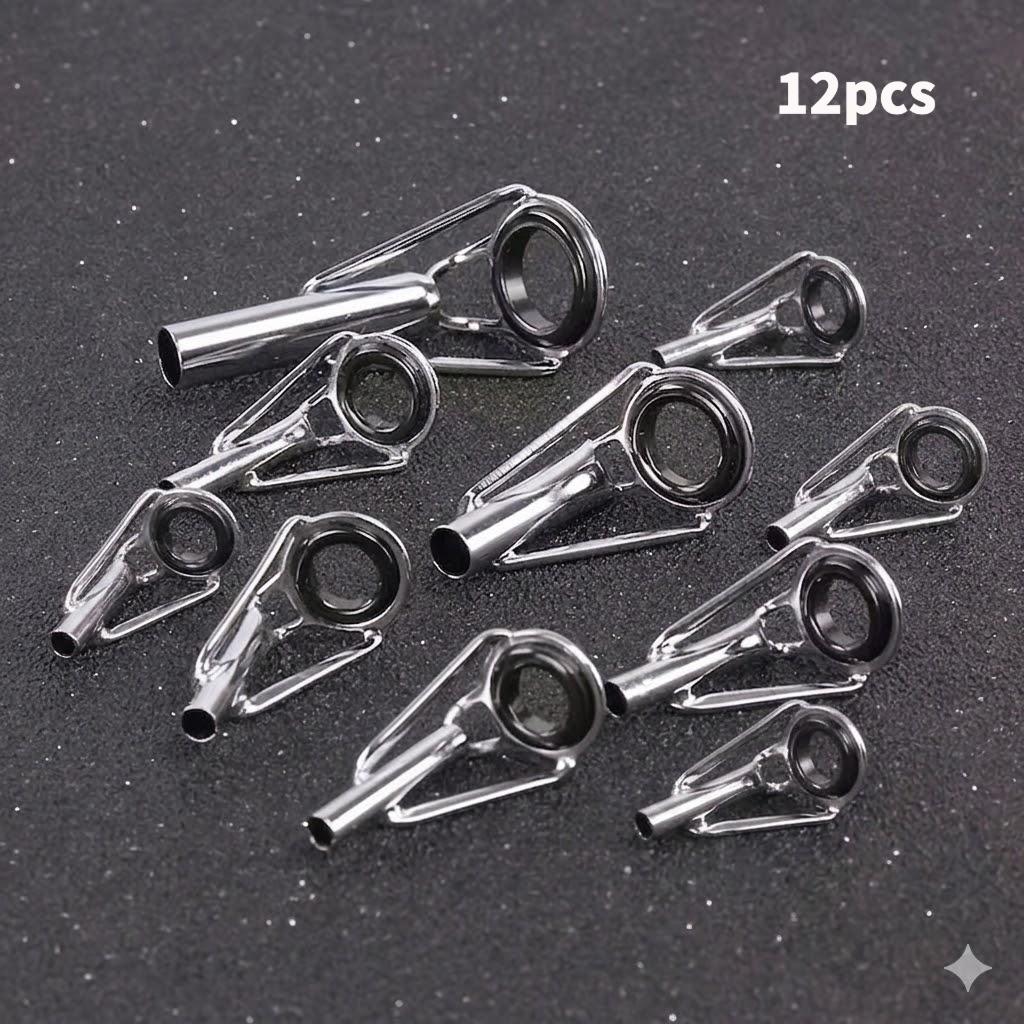 TEMU 12-delni za popravilo konice ribiške palice, vključuje obroče za konico palice, ki se razponjajo od 1,8 mm do 4,2 mm v postopnem naraščanju.