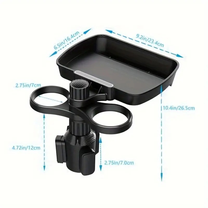 TEMU Multi-functional 3-in-1 Car Cup Holder, Made Of Abs Material, With Stable And Expandable Base, Essential Travel Item For Beverages And Snacks
