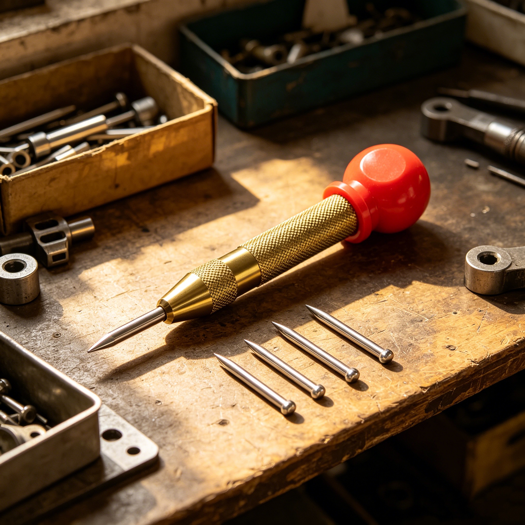 TEMU 5 pezzi Punzone automatico a molla, marcatura pre-foratura su metallo, legno e plastica, lavorazione di , falegnameria, ristrutturazione e tutti