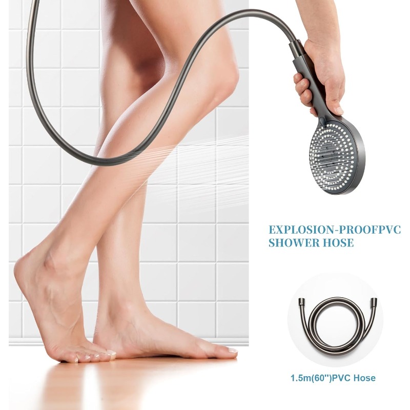 1.5m Handheld Shower Head with 6 Modes, Powerful Boosting Showerhead