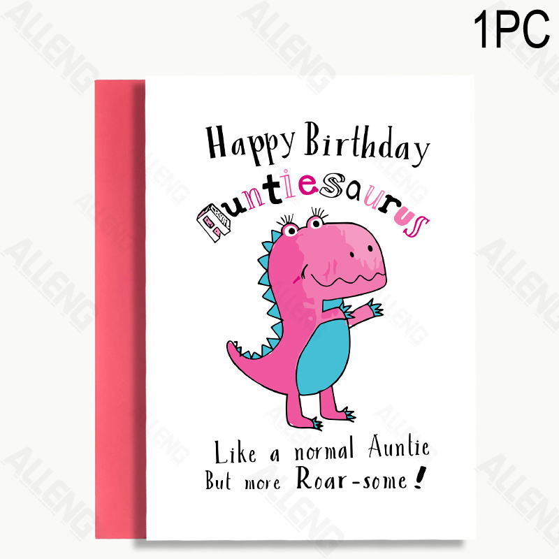 TEMU 1pc Funny Creative Birthday Card Happy Birthday - Auntie Birthday Card, Dinosaur Card For Auntie, Card For Auntie, Dinosaur Card For Auntie,