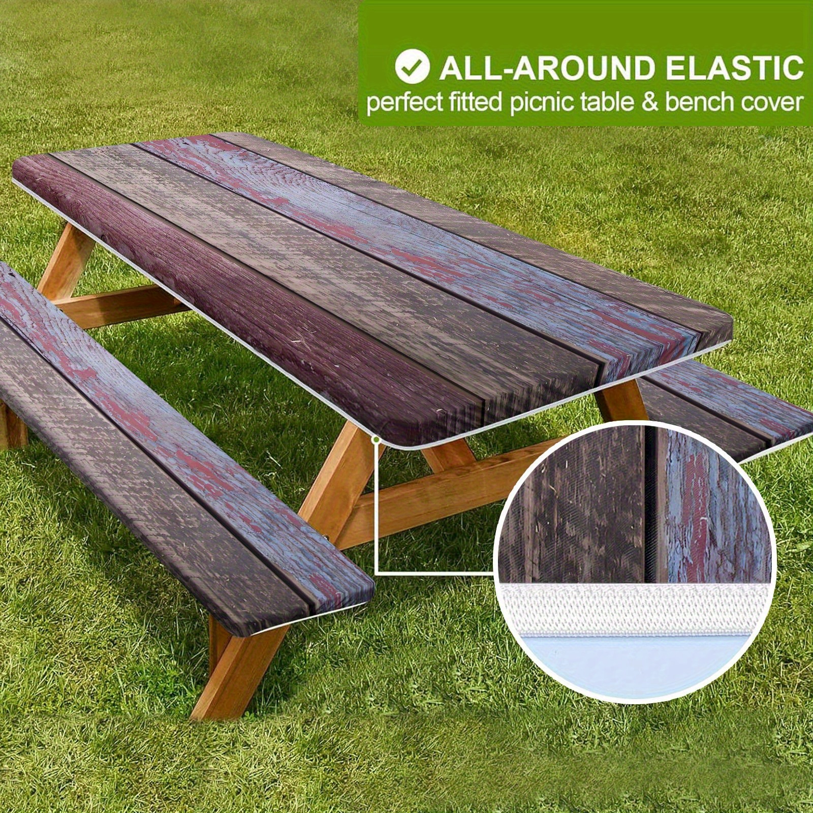 3pcs   picnic table and chair set with elastic edges suitable for indoor outdoor dining and garden table and chair combinations non food direct contact