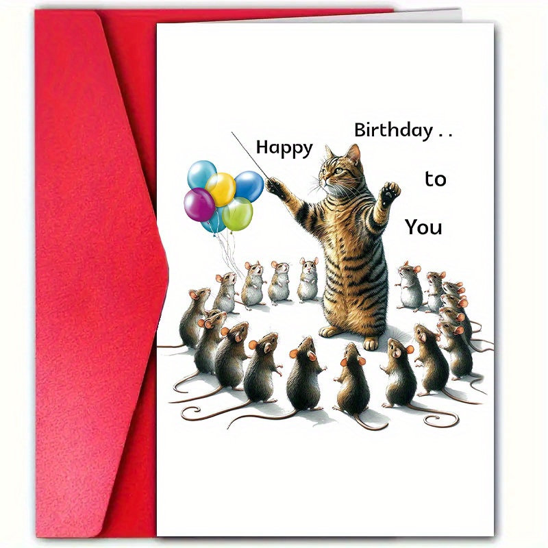 

1pc Cat & Greeting Envelope - 4.7x7.1" For Anyone, Cat , , & Colleagues, For & Employee Appreciation