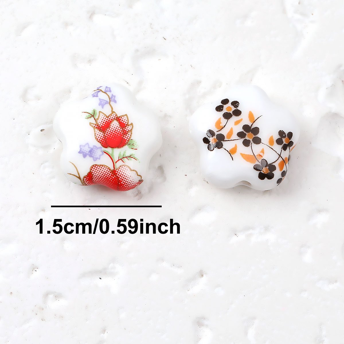 25pcs Random Color Flower Shaped Porcelain Beads for DIY Jewelry Making
