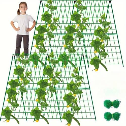 2sets foldable cucumber support netting a type garden support net very suitable for outdoor climbing plants climbing net very suitable for pumpkins vegetables and flowers green plastic