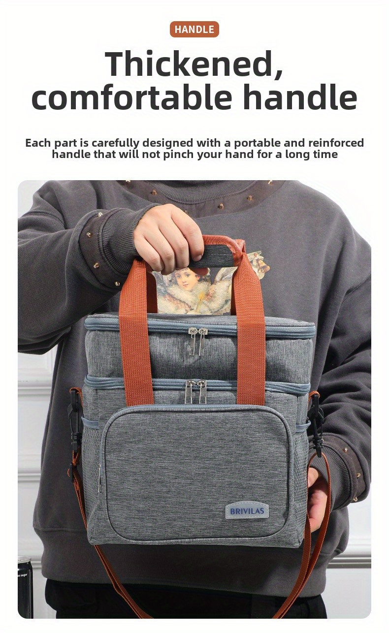 1pc Sac à Dos Isotherme BOSRIO pour Déjeuner - Double Paroi, Rétention de Froid Renforcée, Non Contact Alimentaire, Sac à Dos Durable avec Bretelles Rembourrées et Boucles pour Bureau, Pique-nique, Camping (s) - Gris, Non Contact Alimentaire, Sac à Dos pour Déjeuner