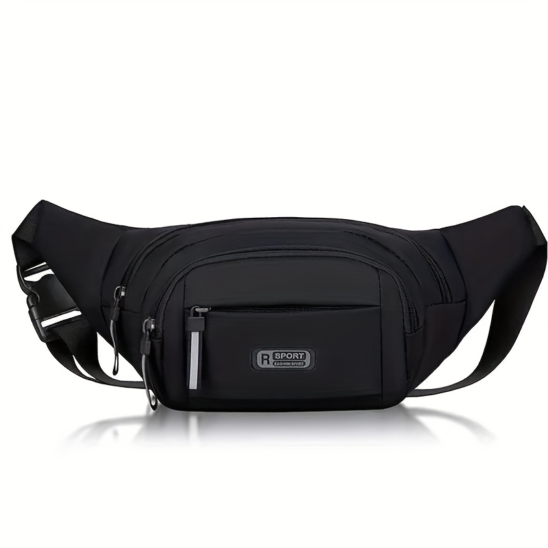 E-shop 1 Stück Große, verstellbare Bauchtasche - Robuste Nylon-Umhängetasche mit Reißverschluss, verstellbarem Riemen, geräumiger Haupttasche & kleiner