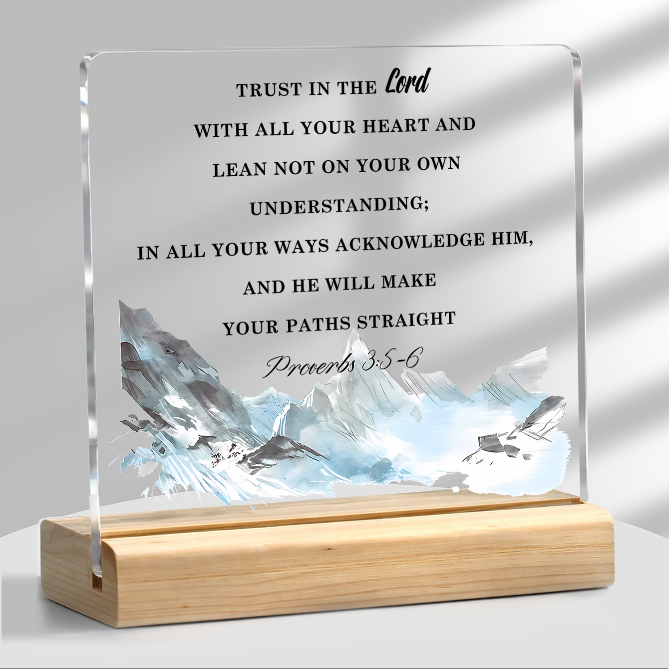 TEMU 2d Flat, 1pc Christian Decor Bible Verse Decorative Sign And Plaque In The Lord 3:5-6 Acrylic Desk Sign Scripture Decor Christian Gifts Home