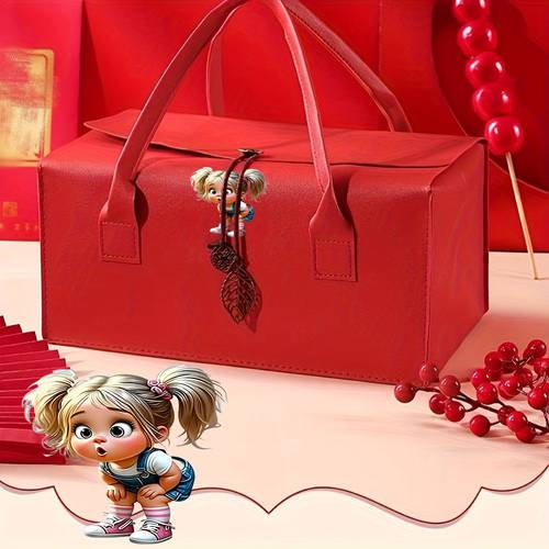 gift for her him elegant red handbag shaped gift boxes with leaf clasp closure portable storage organizer suitable for scarves accessories packaging decorative clasp boxes for mothers day gifts parties special occasions leaf clasp