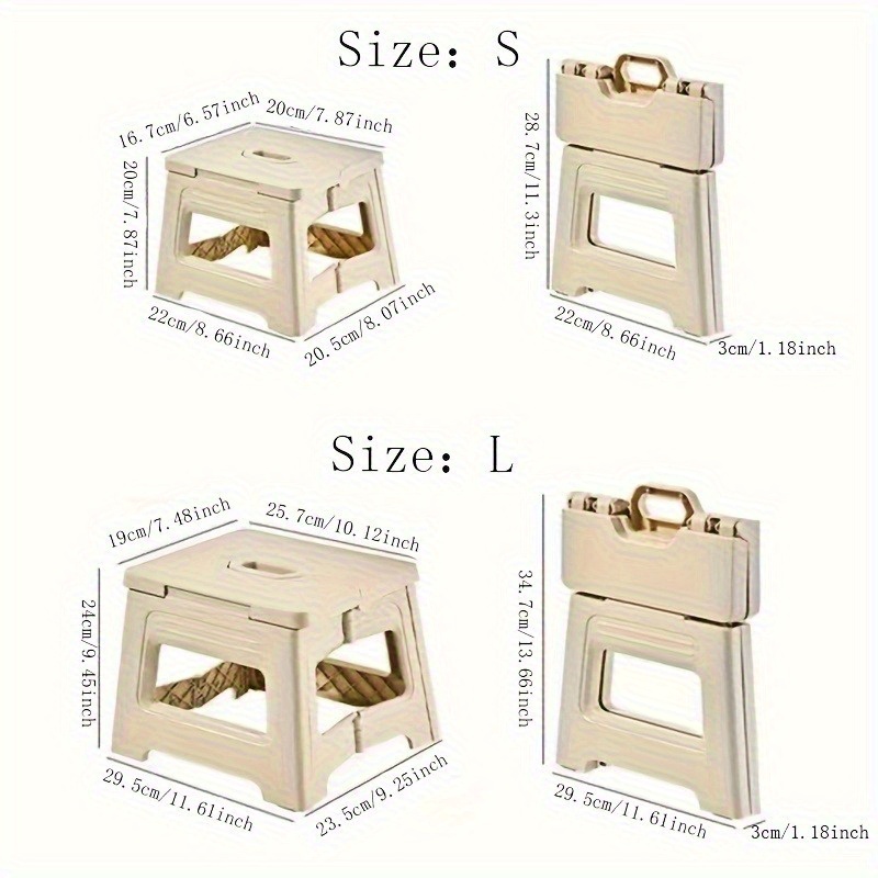 1pc folding step stool footstool shoe bench portable adjustable durable square stool suitable for home kitchen bathroom non slip easy to   style plastic material