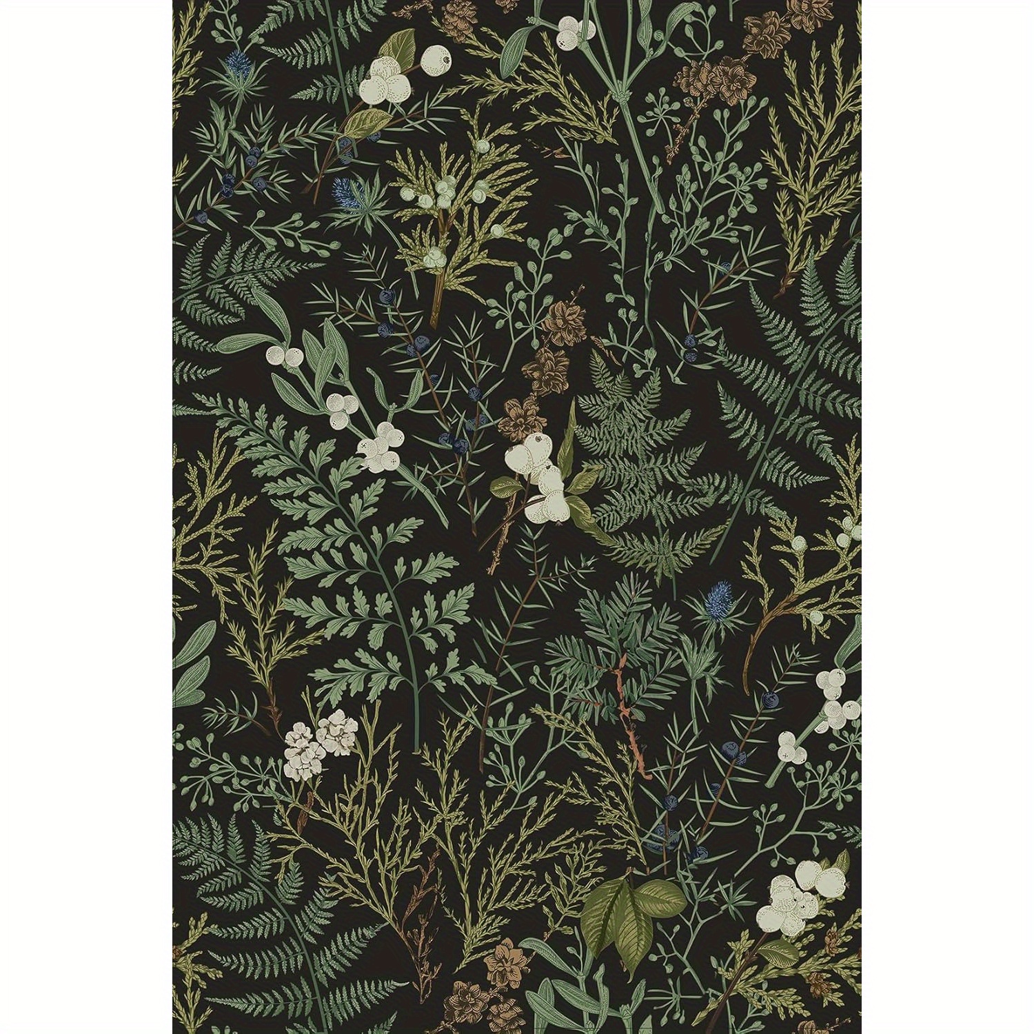 Image of 1 Roll Dark Botanical Shelf Liner Contact Paper Self Adhesive Vinyl Botanical Drawer Liner Wall Paper For Kitchen Cabinets Dresser Dollhouse Walls Arts Crafts Decal 17.3x 118 Inches
