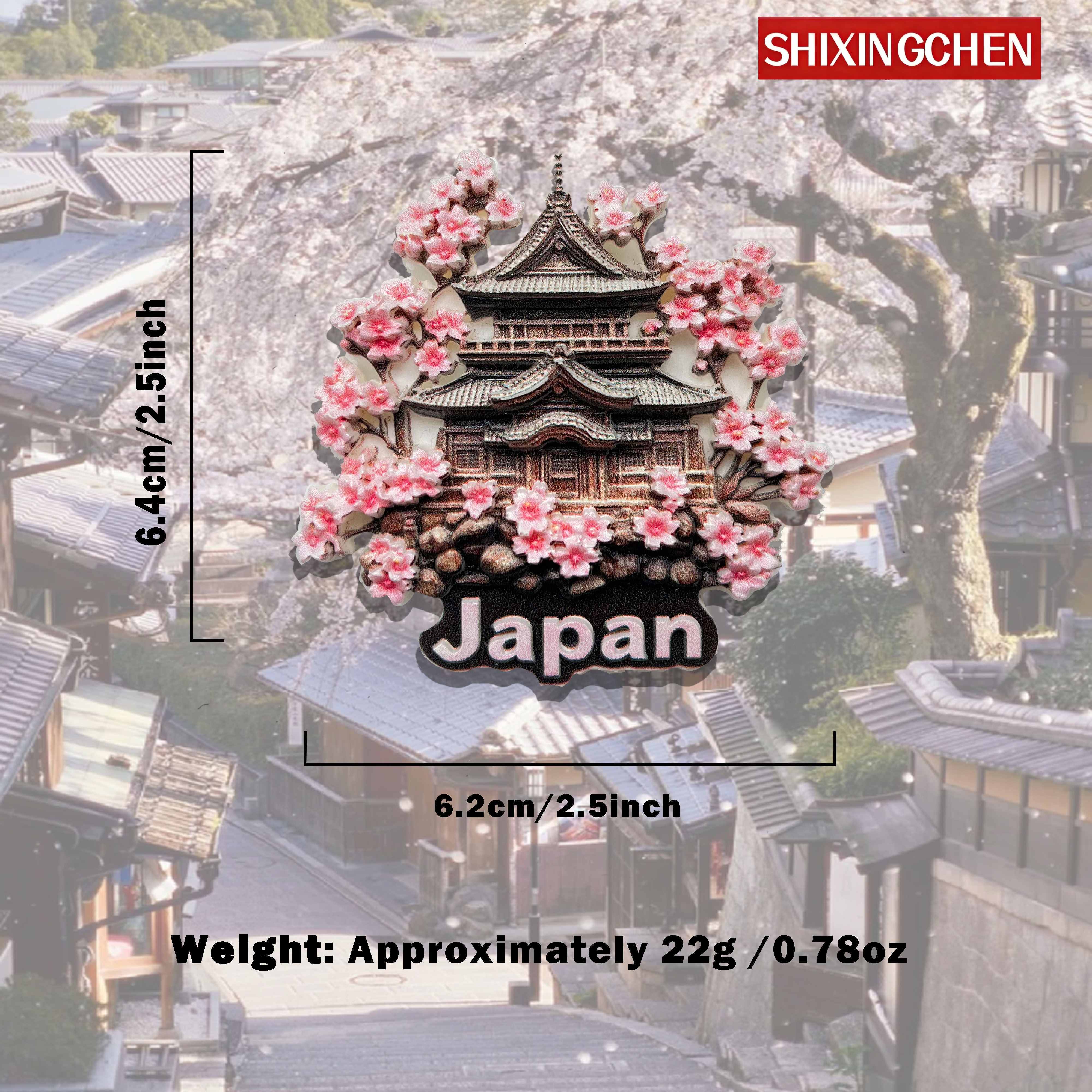 TEMU 1pc Classical Architecture 3d Refrigerator Magnet, Japanese Cherry Blossoms, Creative 3d High-end Embossed Resin Craft Exquisite Fridge Magnet,