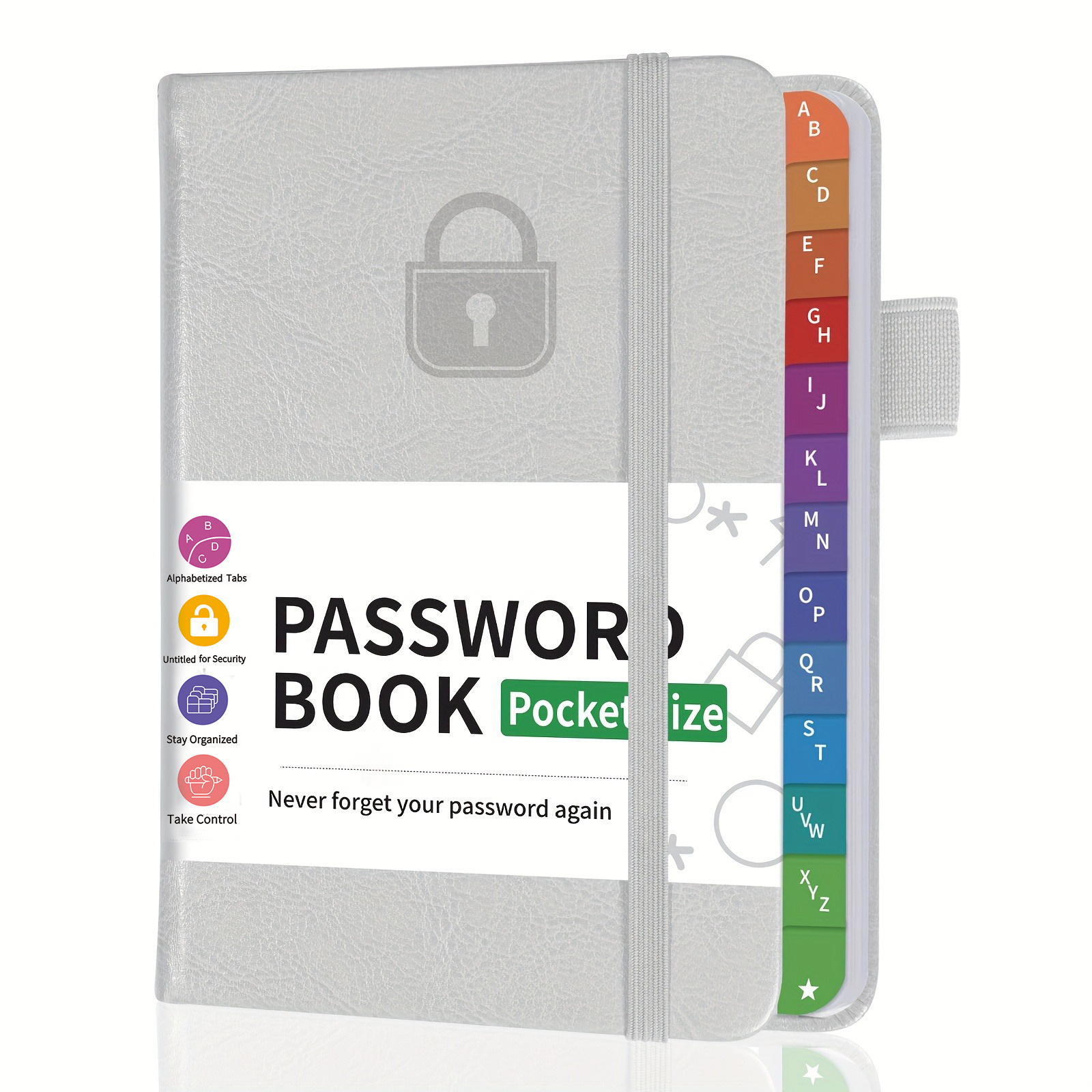 TEMU Organizador compacto de para contraseñas, notas y de sitios web, con pestañas A-Z y un diseño de encuadernación premium, que mide 5.9" X 3.9"
