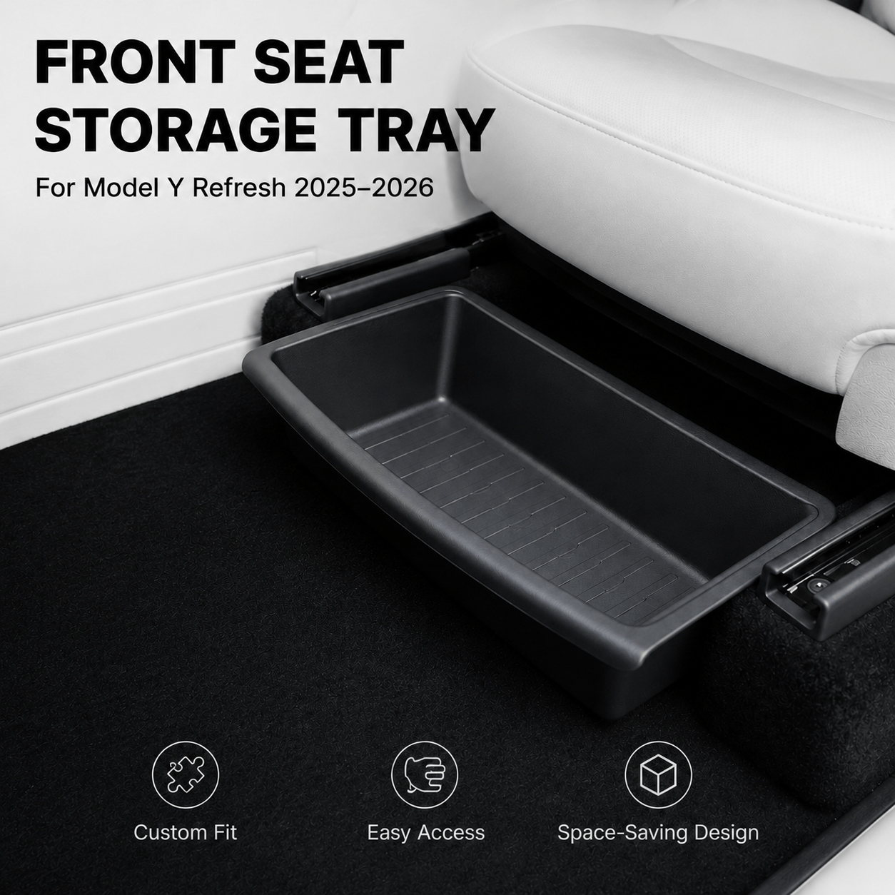 TEMU Suitable For 25-26 Refresh Y Front Seat Under Drawer, Tpe Material, Strong And Durable, Can Store Small Items, Can Hold A Of Items
