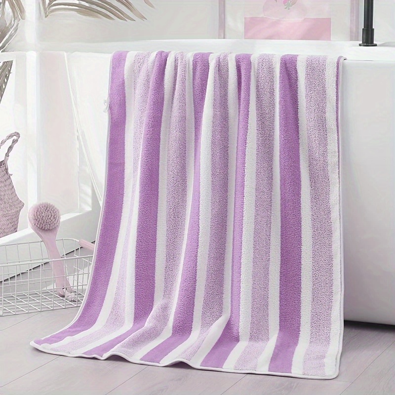 TEMU 1 Quick-drying Absorbent, Adult Striped Bath Towel, Beach Towel, Absorbent Towel, Thickened Household Towel (27.3 X 54.71 Inches) Microfiber