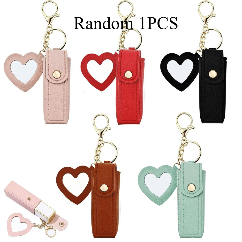 TEMU Porte-clés de rangement pour baume à lèvres potable avec , 1 pièce aléatoire, porte-clés rouge à lèvres, organisateur de baume à lèvres, trousse