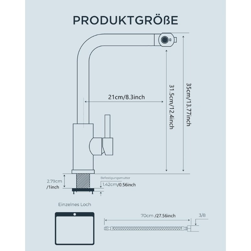 Image of 100cm Pull-out Hose Faucet Replacement Kit, 3 Water Outlet & 360° Rotatable Drawable Spout, Flexible Water Outlet For Double-tank Sink And Large Washstand Use