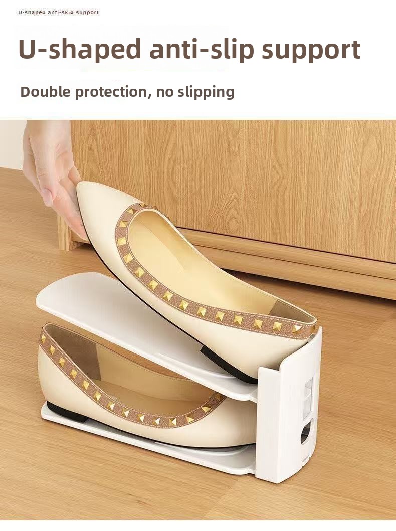 加厚双层可调节鞋托架子家用入户鞋柜收纳神器宿舍折叠式置物鞋架 商品详情 4