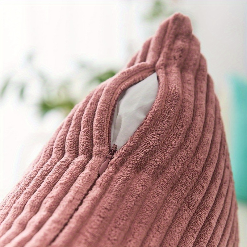 large 26x26 inch euro pillow covers soft corduroy like texture cushion shams in   pink square decorative throw pillow cases for living room bedroom patio sofa   home decor gift patio decoration   accent textured fabric striped design hand washable gift   Product details 3