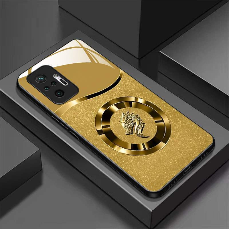 TEMU Tempered Glass Phone Case Suitable For Redmi Note 10 Pro Ultra-thin Hard Cover With High-end Luxury Pattern Bla070