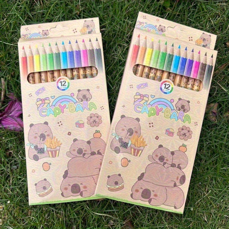 Image of 24-pack Capybara 12-color Pencil Set, Suitable For Artists And Students - 0.5mm Pencils - Perfect For Drawing, Writing, Sketching, And Note-taking, School Painting Sketching Supplies