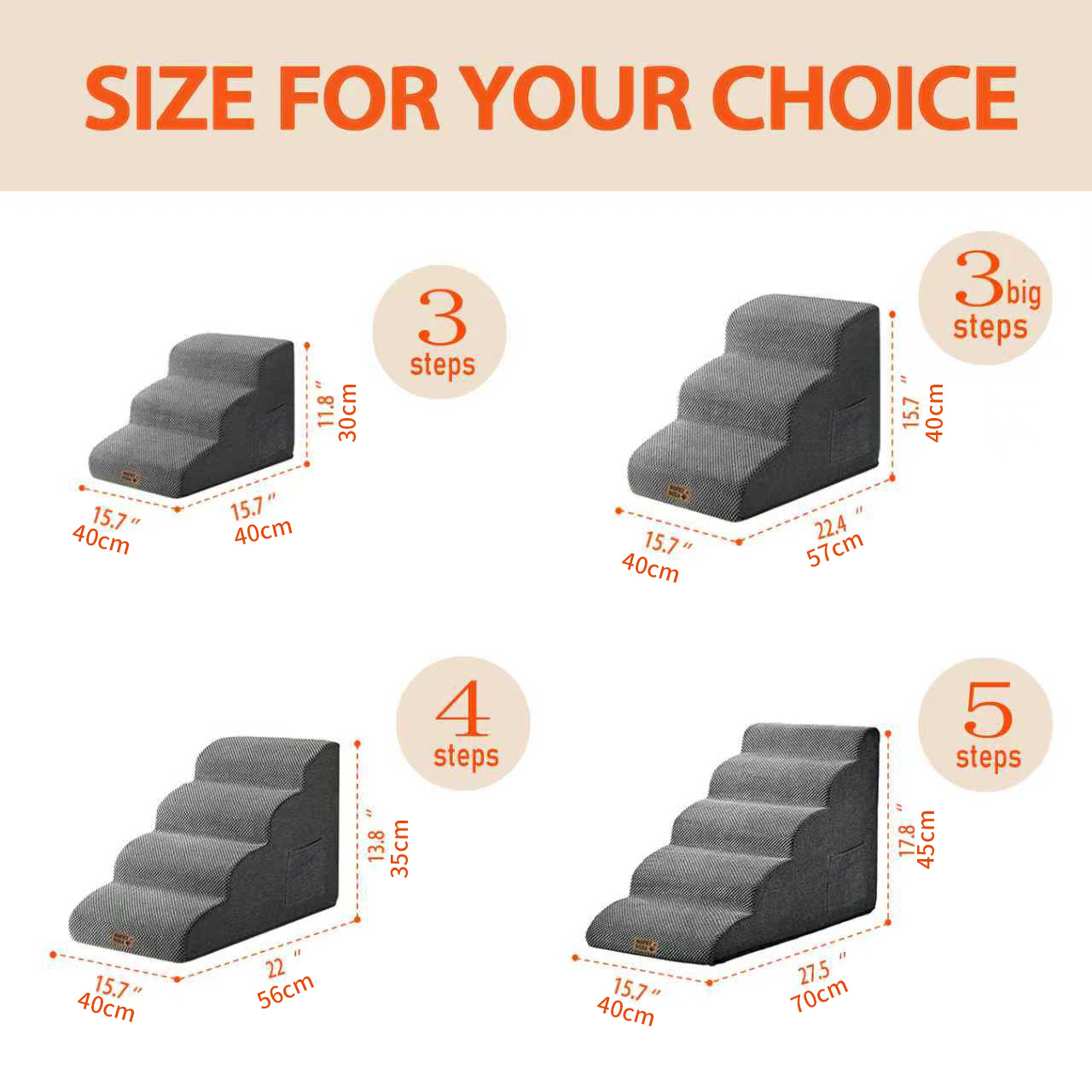 TEMU Dog Steps For Puppies, 3/4/5-step Dog Stairs, Bed Ramp, Non-slip Pet Steps, Detachable& Washable Sofa Bed Ladder. Ideal For Injured Dogs, Senior