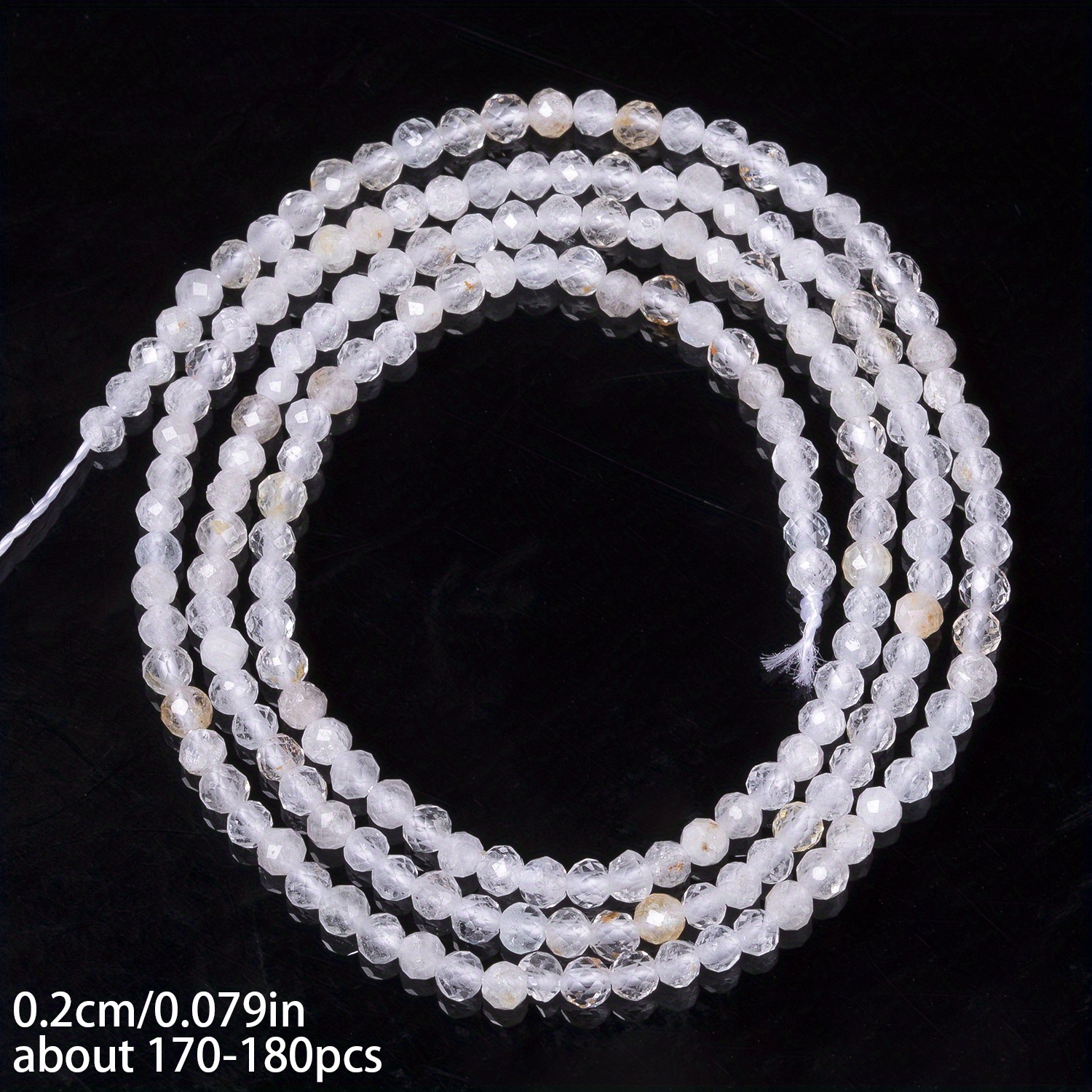 TEMU 2/ 3/ 4mm Natural Stone White Topaz Round Beads, Elegant Loose Beads, Suitable For Jewelry Making Diy Bracelets, Necklaces, Earrings Crafts,