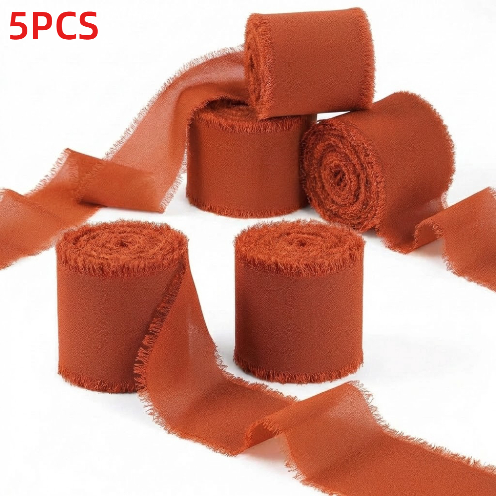 TEMU 5 Rouleaux de Ruban de Mousseline Rêve en Rouge avec , 3.99Cm X 5.0 Mètres (Total 24.69 Mètres) Ruban Bordé, Convient pour les Invitations de