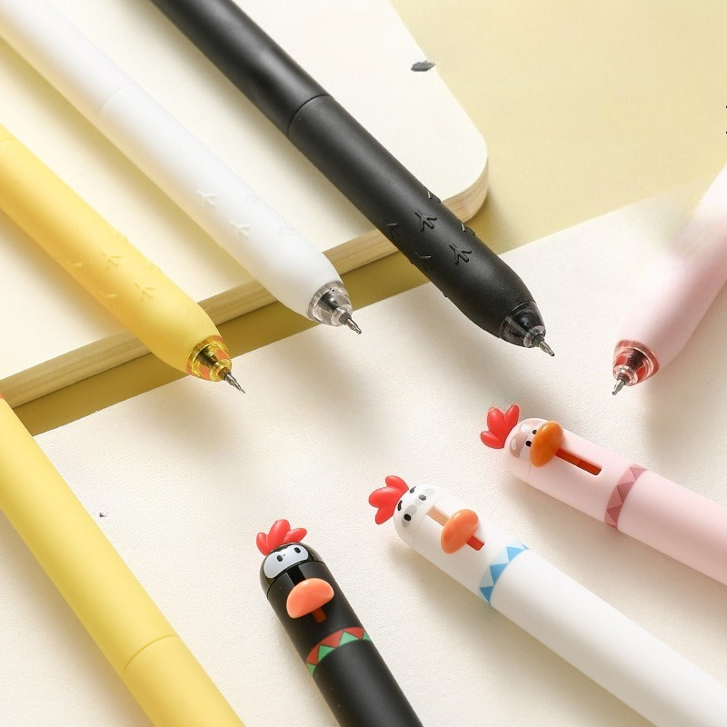 8pcs 1set four different colors of funny chicken   pens decompression office   pens 0 5mm quick drying writing pens creative gel pens   used for writing and office work Product details 5