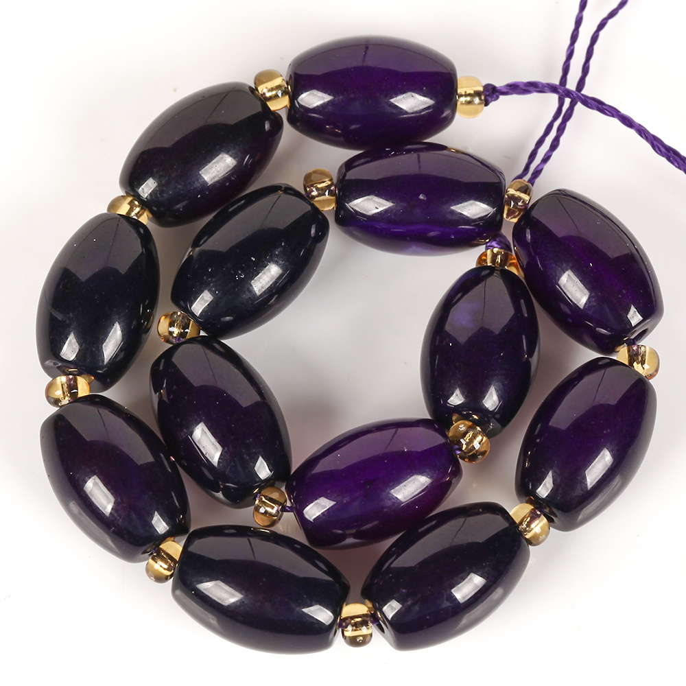 TEMU Perline ovali in viola scuro naturale da 8X12 mm, perline traslucide in pietra preziosa per di braccialetti, collane e gioielli, forniture per