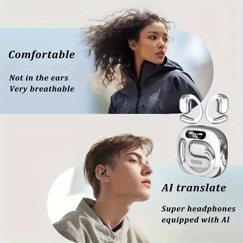 AI Translation Earbuds Real Time, 6-in-1 Translator Earbuds 150 Languages& Accents, Open Ear Wireless Ear Buds Wireless with Charging Case Fit Suitable for Travel, Business, And Study, Graduation Season Gifts