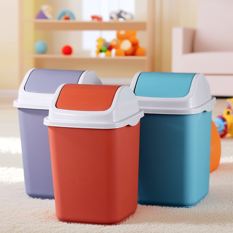 

1pc Modern Plastic Square Trash Can With Quiet Close Lid, Large Capacity, No Electricity Needed, Ideal For Home, Kitchen, Bathroom, Living Room, Bedroom, Office Use