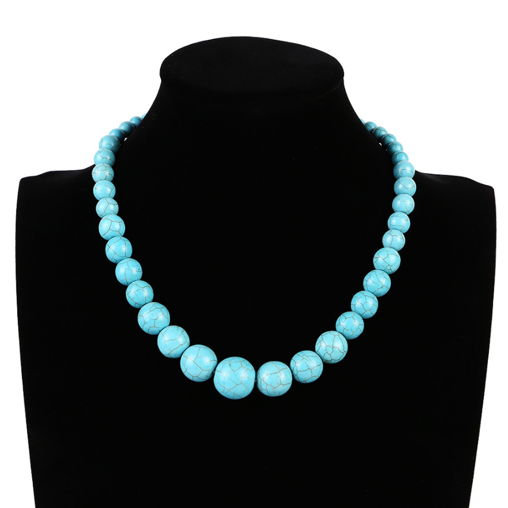 Bohemian Style Turquoise Round Bead Women's Necklace