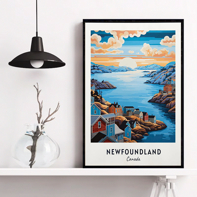 TEMU [2D Plat] 1pc, Peinture sur toile cadre multi-tailles 2D, Art mural imprimé de voyage , de - Canada, Cadeaux de voyage , Affiches de