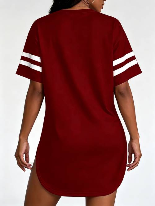 casual womens short sleeve v neck t shirt with side slit machine washable fashion print top for casual daily home outfits