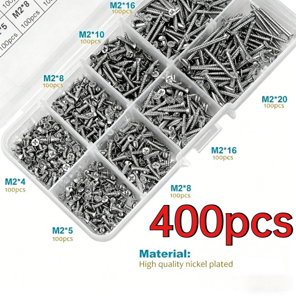 TEMU Pieces Self-conical Screw Set, M2 Cross-disk Head Plate Screw, Self-conical Screw Mixed Set, Including M2 Size Screws