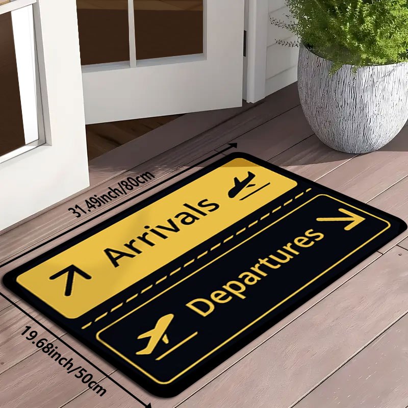 TEMU 1 Airport-themed And Doormat With - Soft Mat For Home Entry, Living Room, Bedroom - Black And Decor, Ideal Gift For Aviation Enthusiasts,
