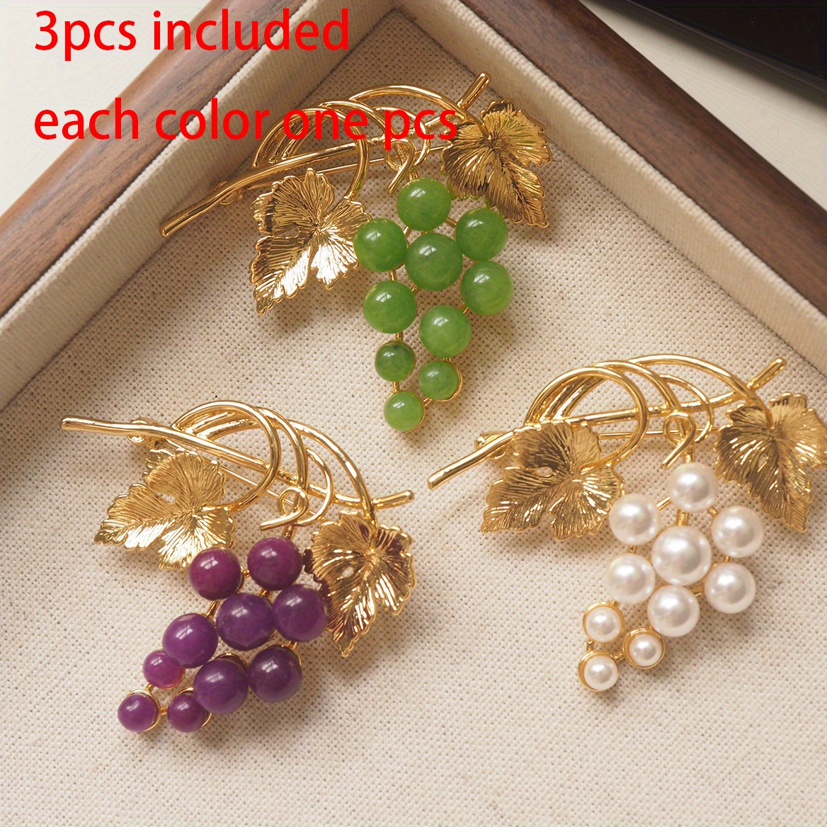 TEMU 3pcs Grape Brooch Fruit Accessories Pins Jewelry.suitable For Men And Women.