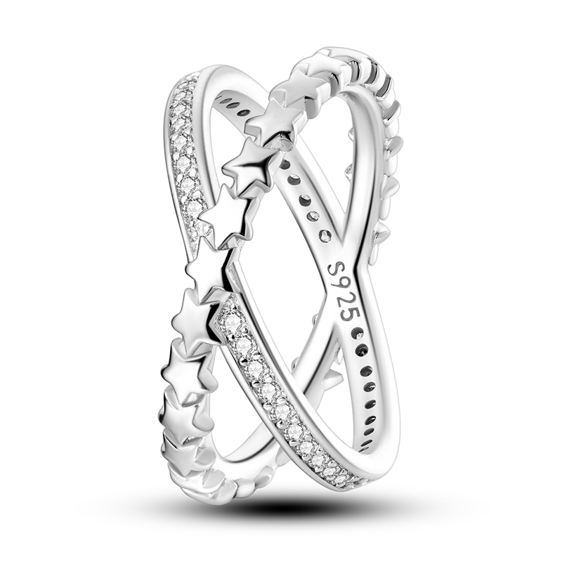 Exquisite 925 Silver Sparkling Starry Orbit Ring, Gift for Her