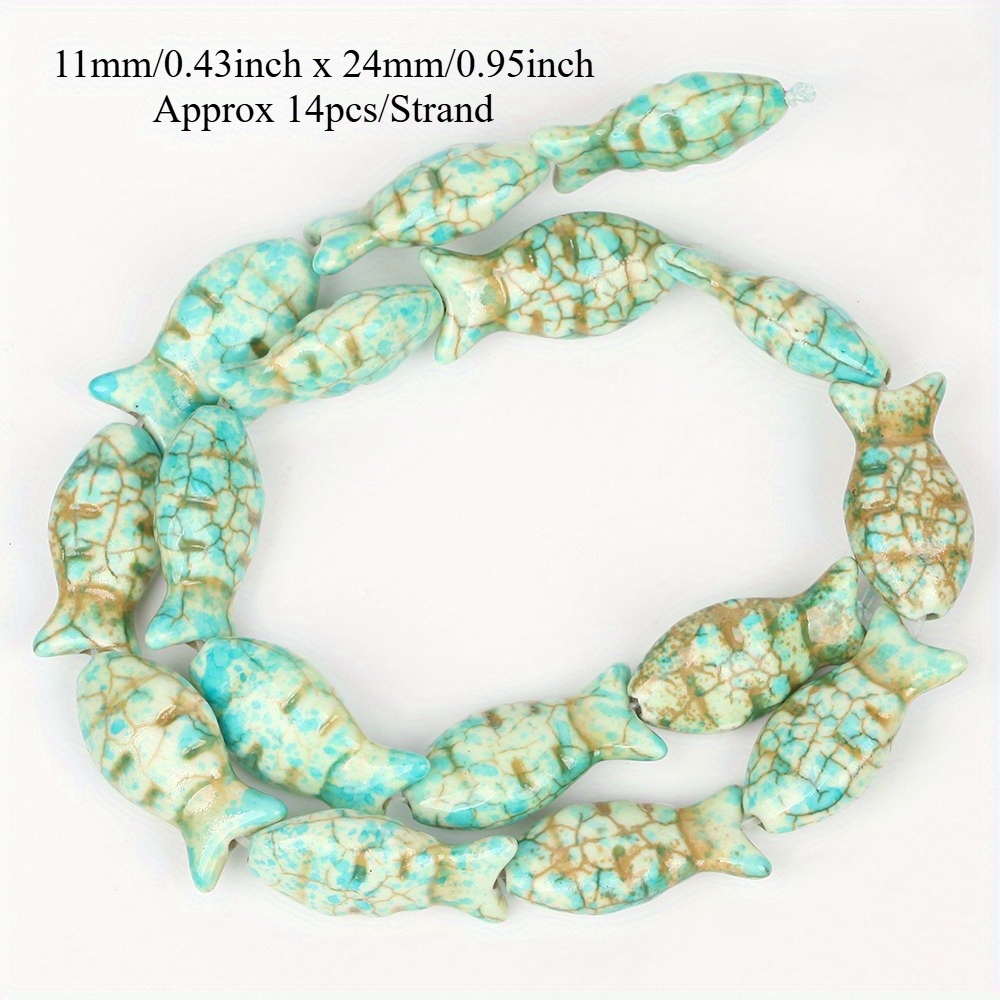 TEMU Large Green Turquoise Beads Shaped Like Chunky Fish, Jewelry Such As Bracelets And Earrings, Making Great Gifts For Women