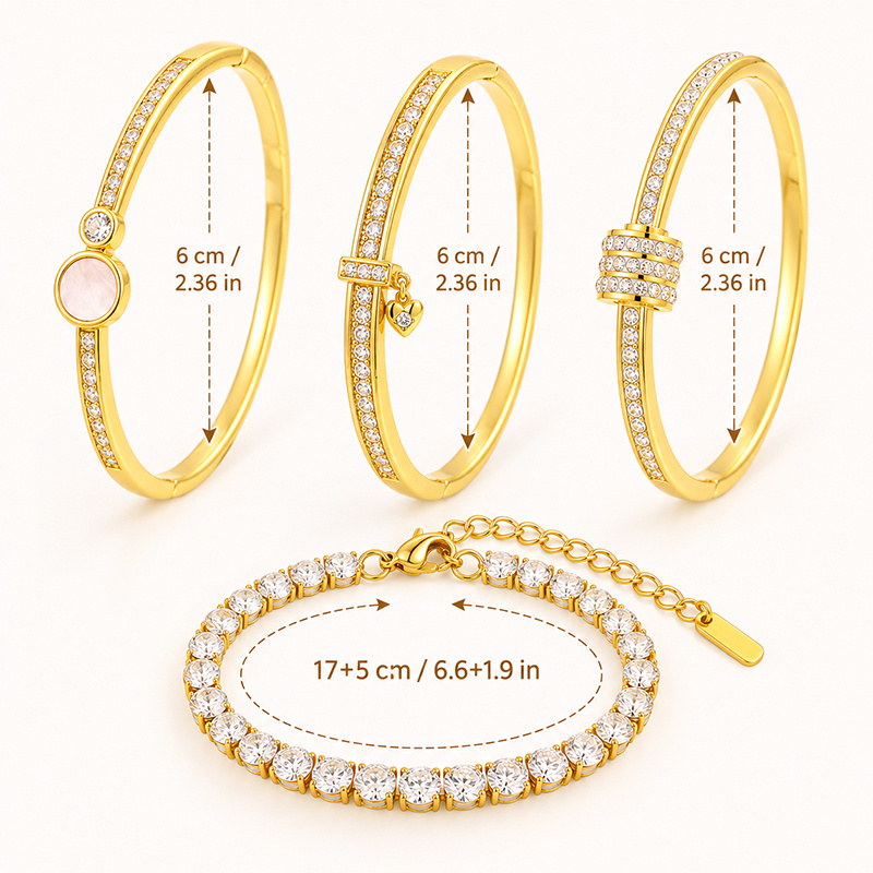 4pc Gentle Shell Stack Jewelry, Golden Hinged Bangles