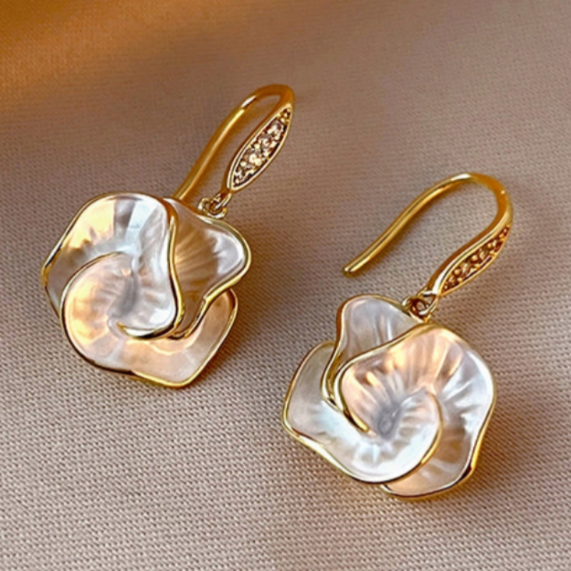 E-shop Exquisite Emaille-Ohrringe mit weißen Blumen, -Ohrhaken mit synthetischem Zirkonia für Damen, für , , Hochzeit, Schmuck, Valentinstagsgeschenk